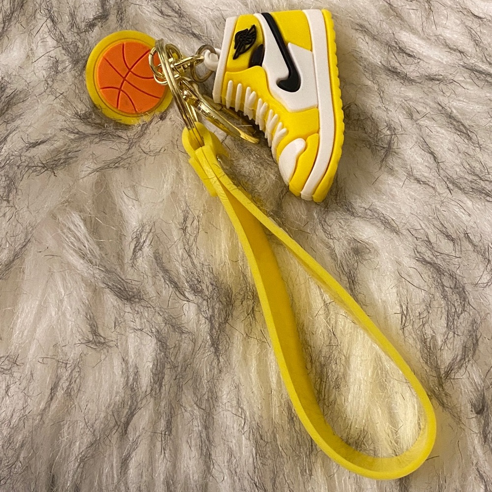 Air Jordan basketball ball Nike rubber Yellow and White Mini Sneaker Keychain